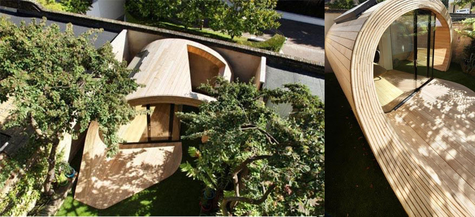 Unique Compact Curled Wood House Design