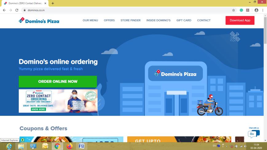 Web design of Domino's Pizza