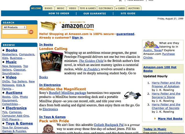 Web design of Vintage Amazon website