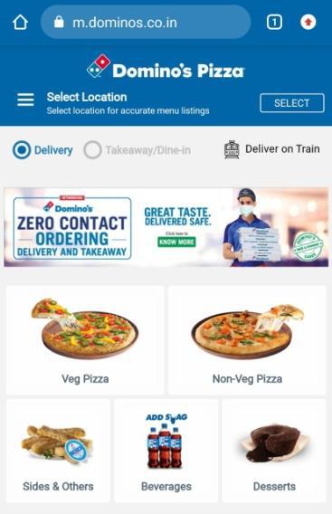 Domino's Pizza Mobile Webpage Design