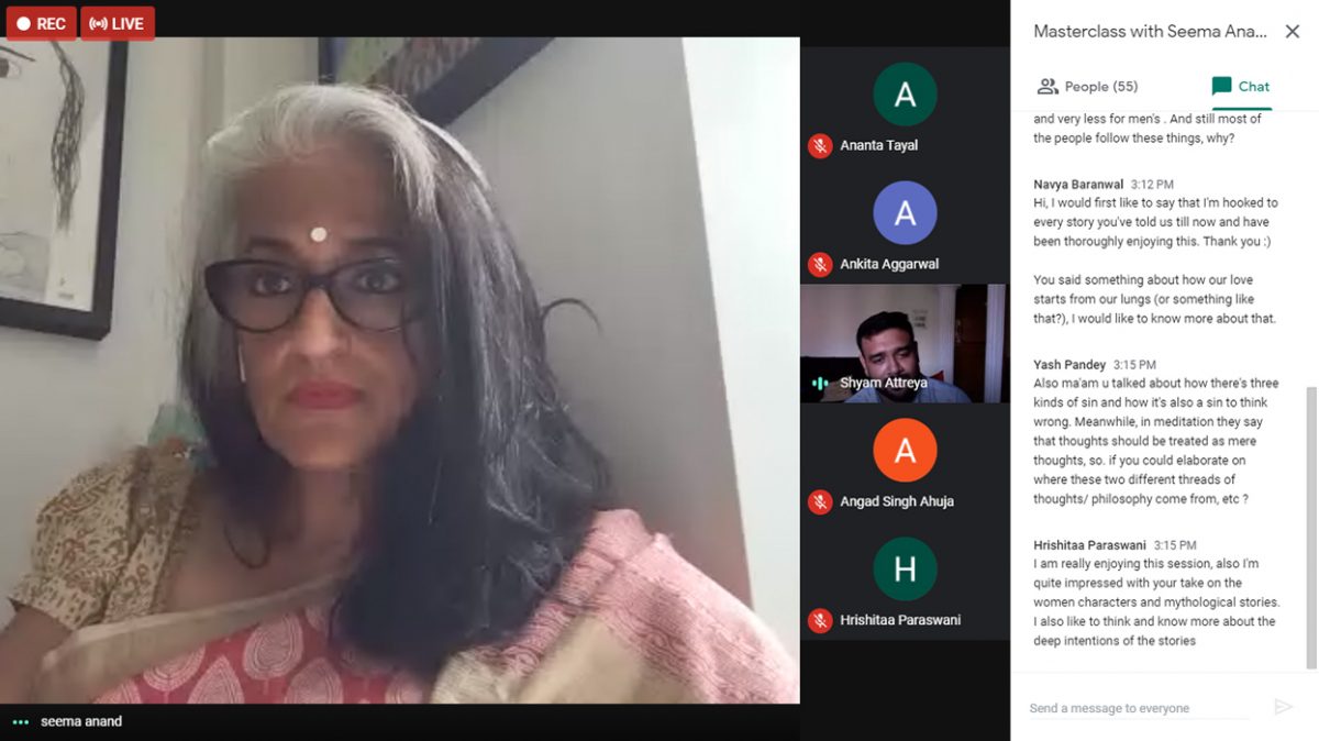 Seema Anand, a storyteller joins the IIAD students for an interactive masterclass.