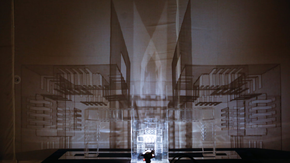 Light and shadow on an architectural structure using acrylic pieces