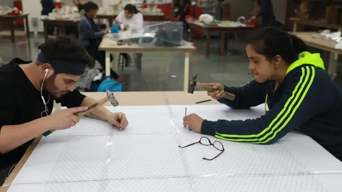 Students working in the Material Lab