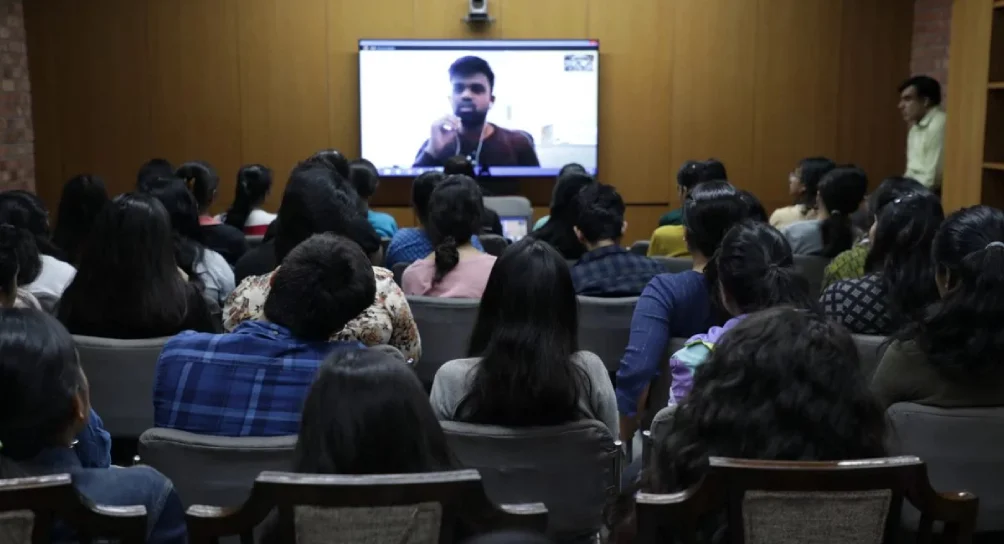 Co-founder of Elevar Sports, a Sportswear Brand, interacts with students at IIAD.