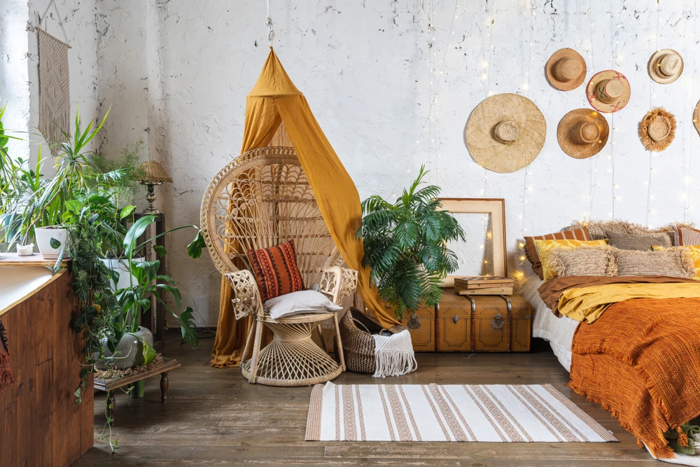 Create a Bohemian Oasis with Our Cane Boho Sofa Set for Living