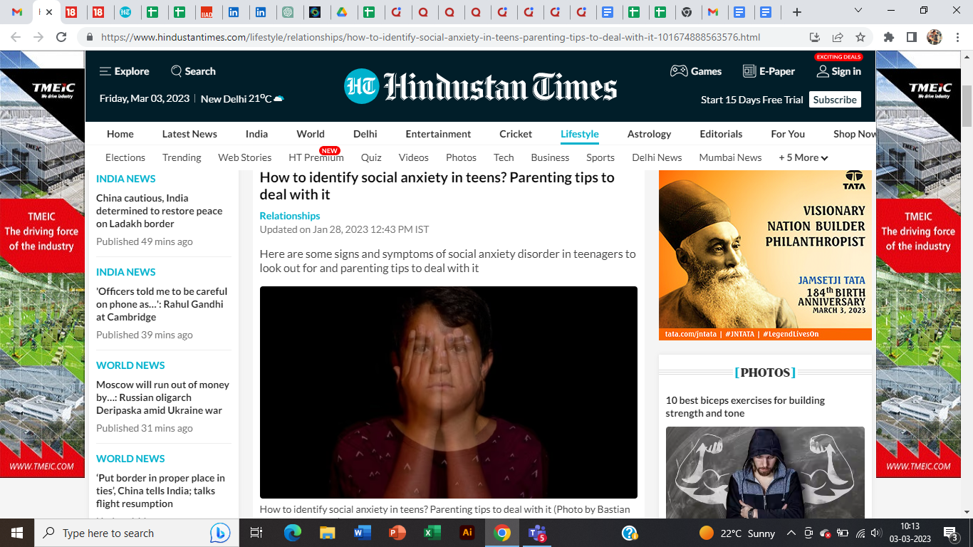 How to Identify Social Anxiety in Teens article on Hindustan Times