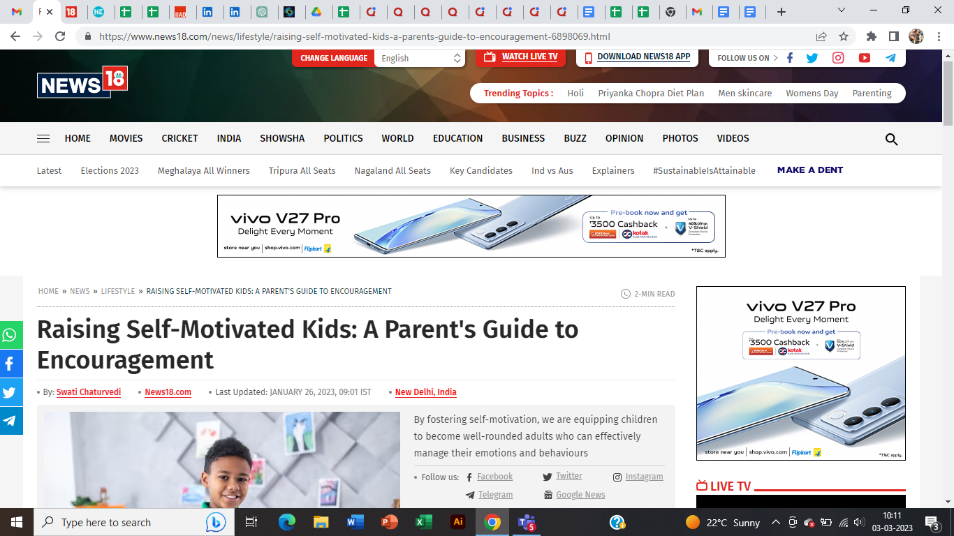 Raising Self Motivated Kids Article on News9Live