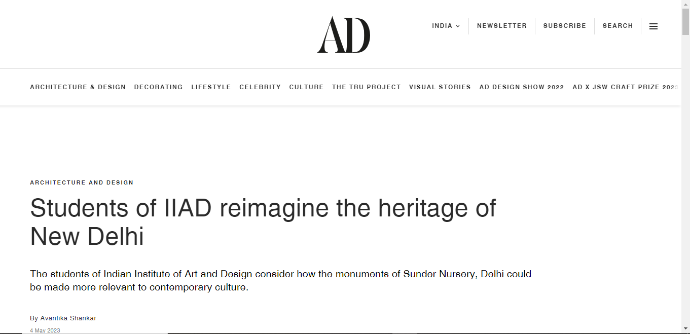Students of IIAD Reimagine the Heritage of Delhi article on AD