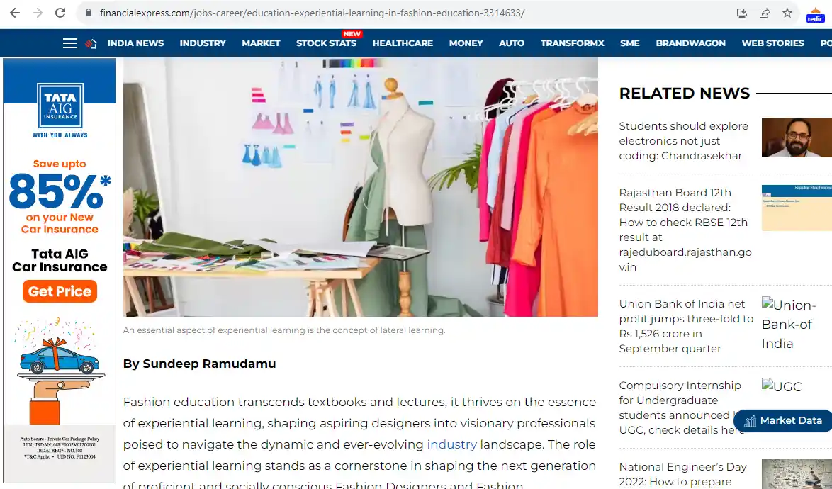  Experiential Learning in Fashion Education article published by Financial Express
