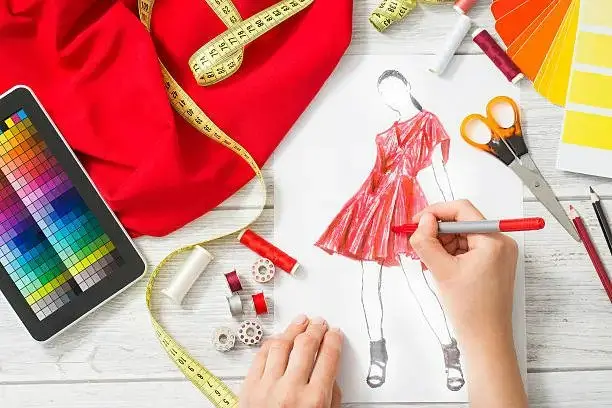 Sketching a red dress design