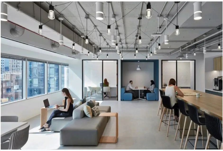 Visualise a workspace drenched in natural light