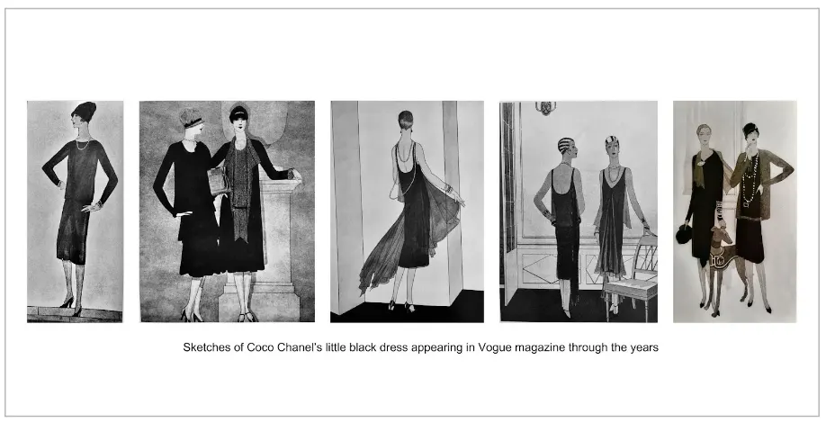 Design of little black dress by Coco Chanel