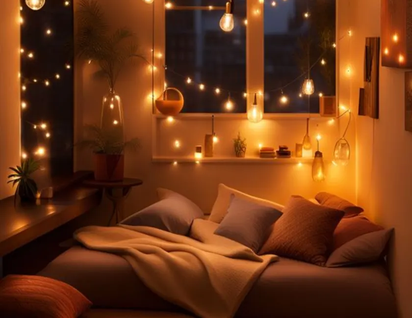 Enhance the mood of your space by playing with lighting.