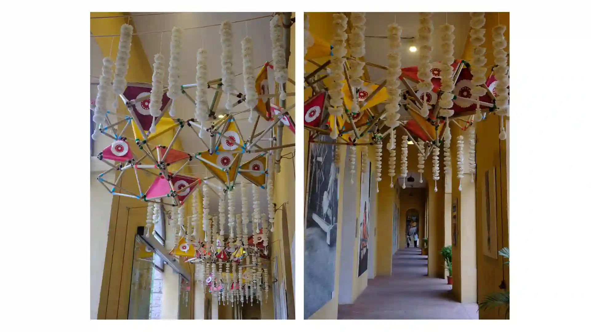 Shamiana, a sustainable installation created by IIAD students, suspended in the entryway of Red Fort