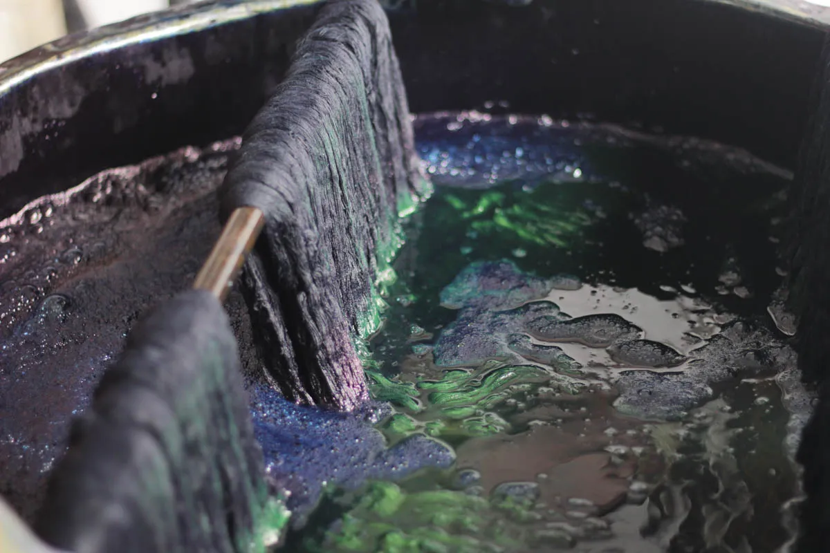 Traditional dyeing process in Ayurvedic textiles