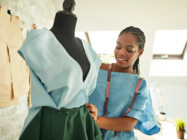 Fashion student working on a garment design