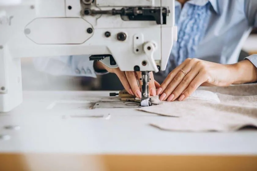 Sewing machine being used for garment production