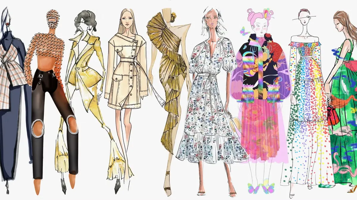 Fashion sketches showcasing diverse designs