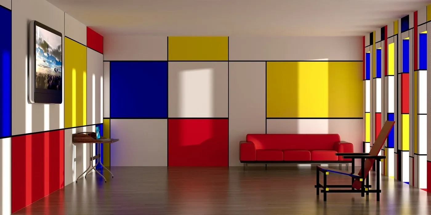 Modern geometric interior wall design