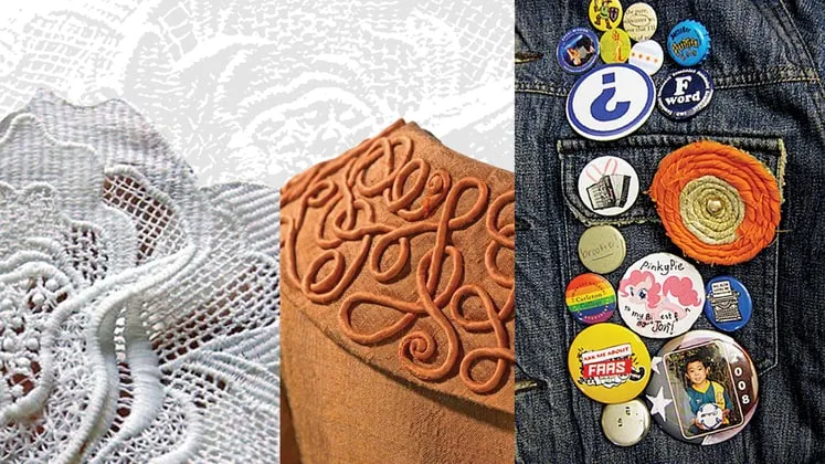 Lace, terracotta designs, and creative button accents