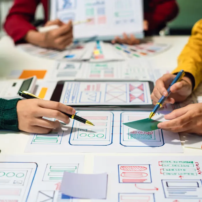 Working on digital product design mockups