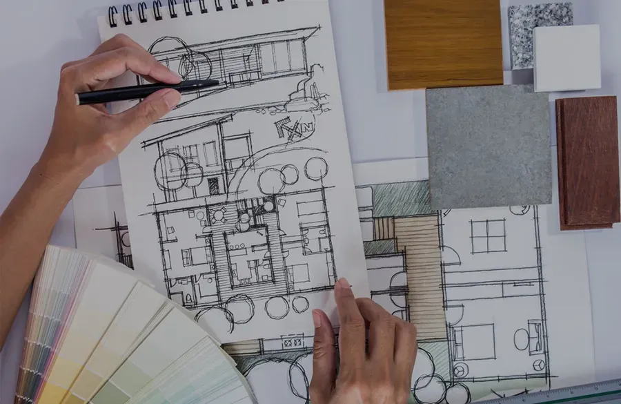 Hand sketching floor plans