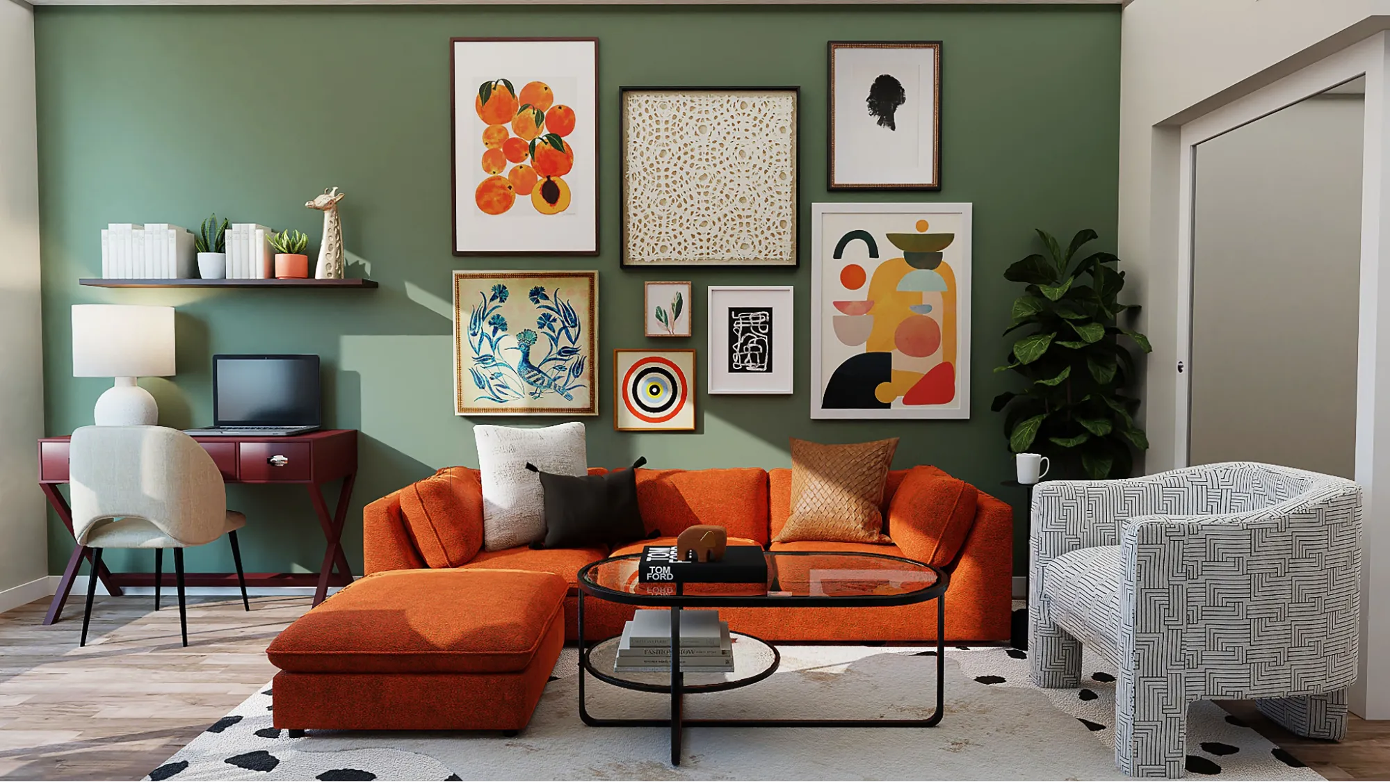 Modern orange living room