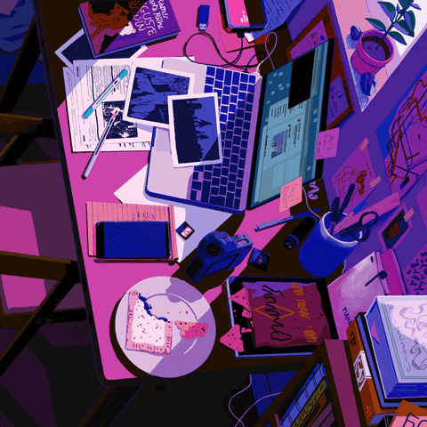 Animated storyboard panel showcasing collaborative content creation in a studio environment.