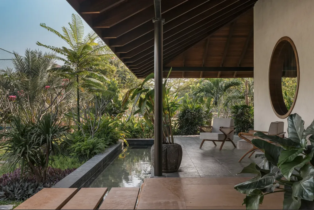 Modern interior with garden view
