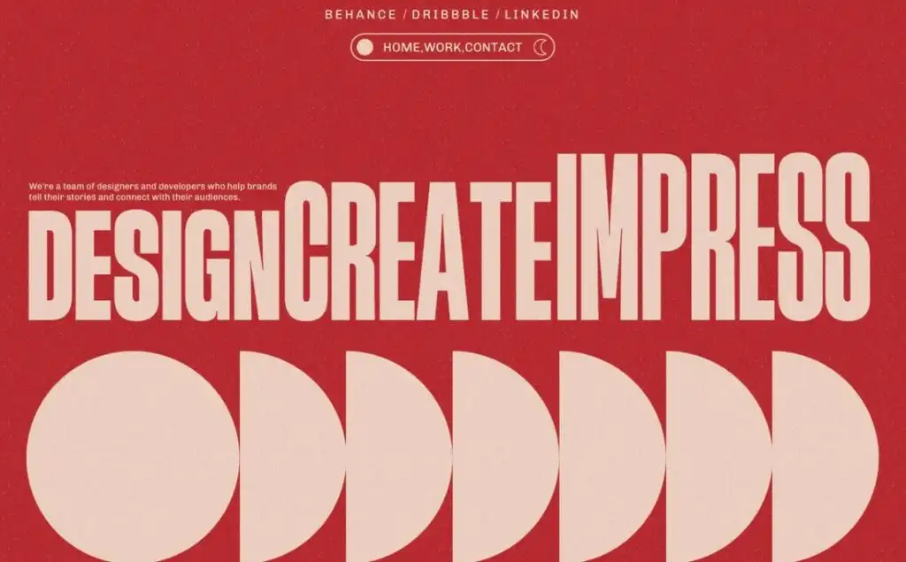 Website homepage with bold and expressive typography in its design.