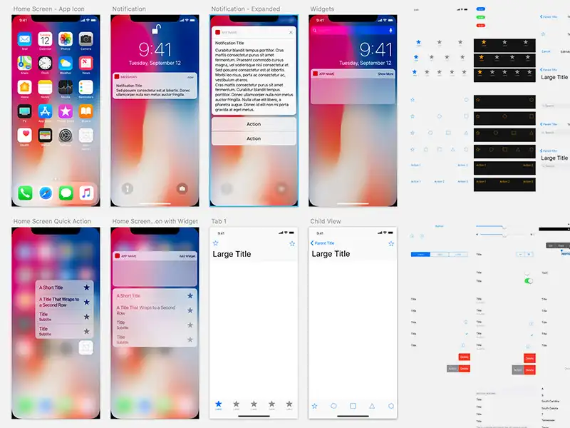 Apple iOS GUI elements showcasing seamless user interface design.