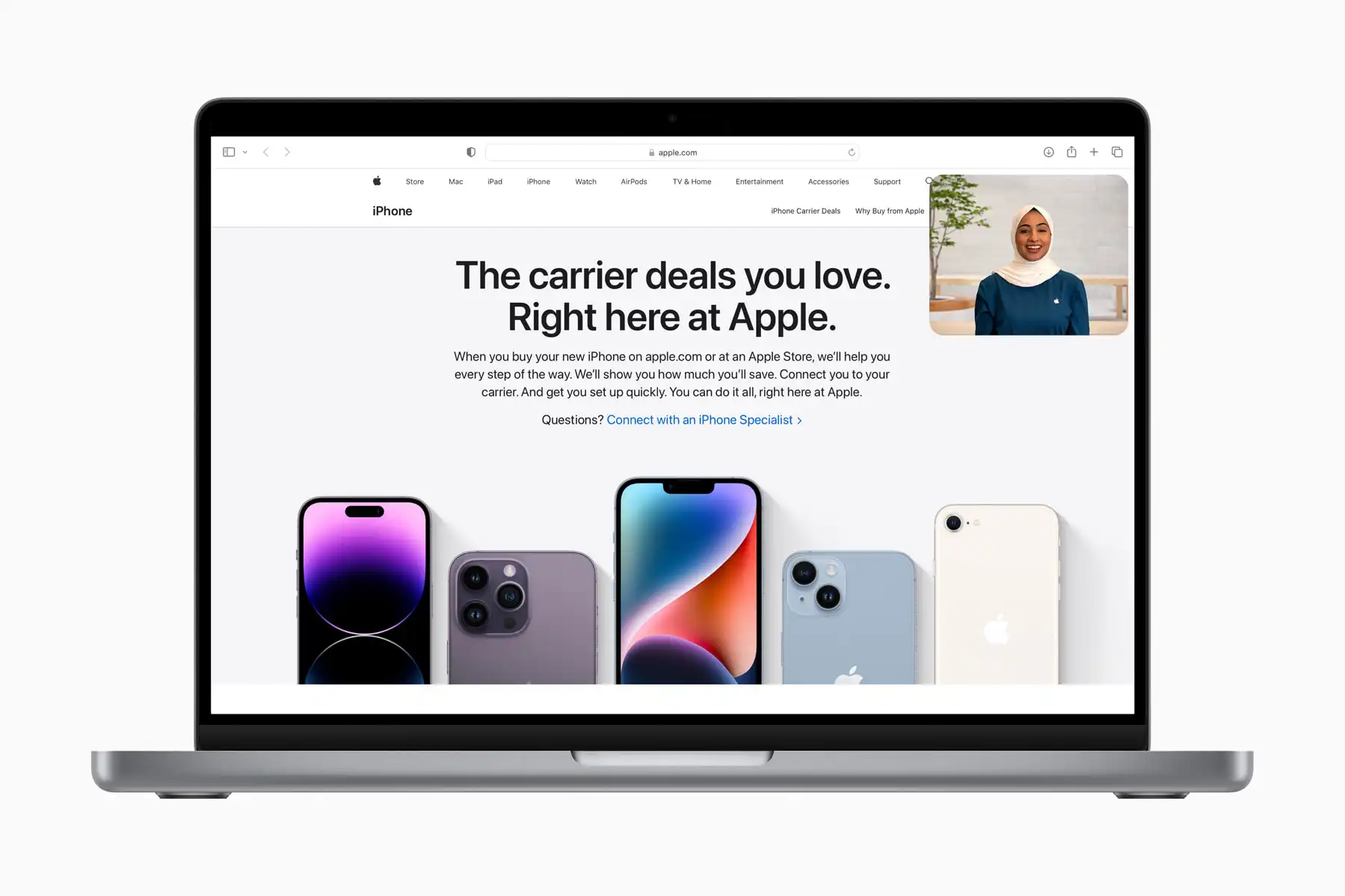 Screenshot of Apple website featuring minimal layout and easy navigation.