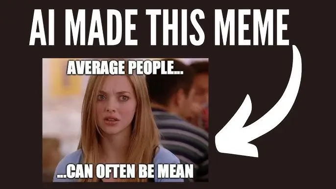 AI-generated meme featuring a confused girl with text: 